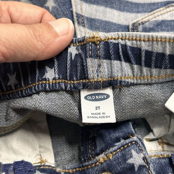 NWT Old Navy 2T Denim American Flag Americana Stars stripes Adjustable Waist - Picture 3 of 5